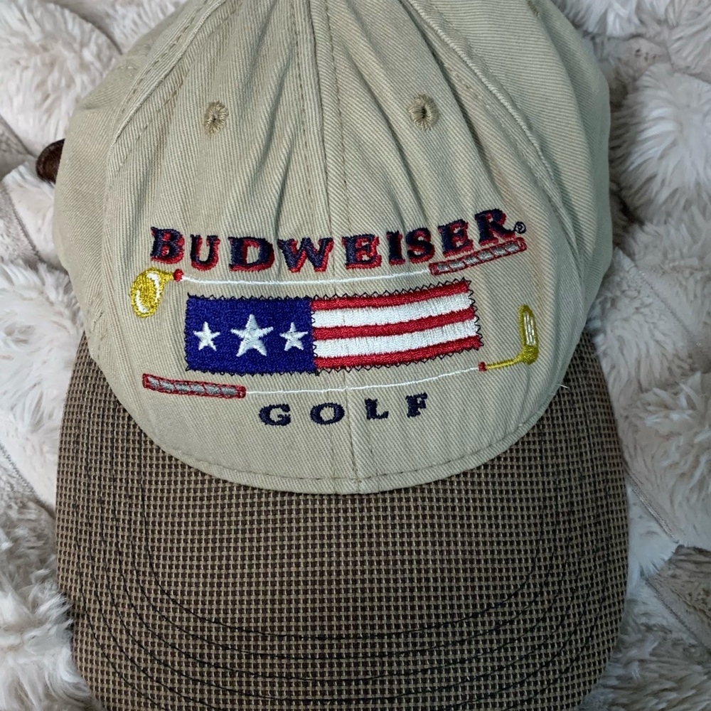 Budweiser Tan and Brown Golf Hat with Logo